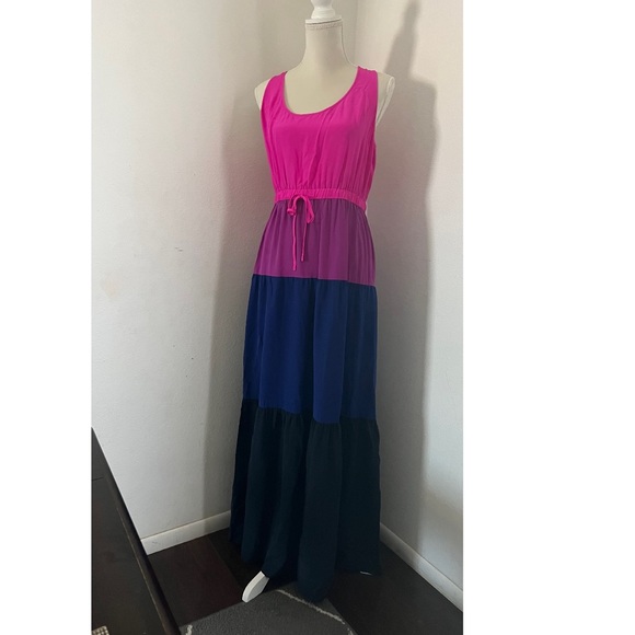 Twelfth Street by Cynthia Vincent Maxi Color Block Dress Pink - Picture 1 of 8